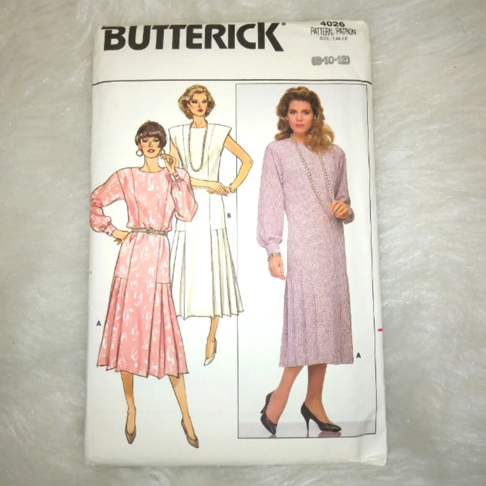 BUTTERICK 4026 sz 8-12 Misses loose fitting straight dress princess seams pleate